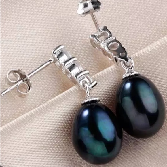 Natural Freshwater Pearl CZ S925 Earrings - Picture 1 of 6